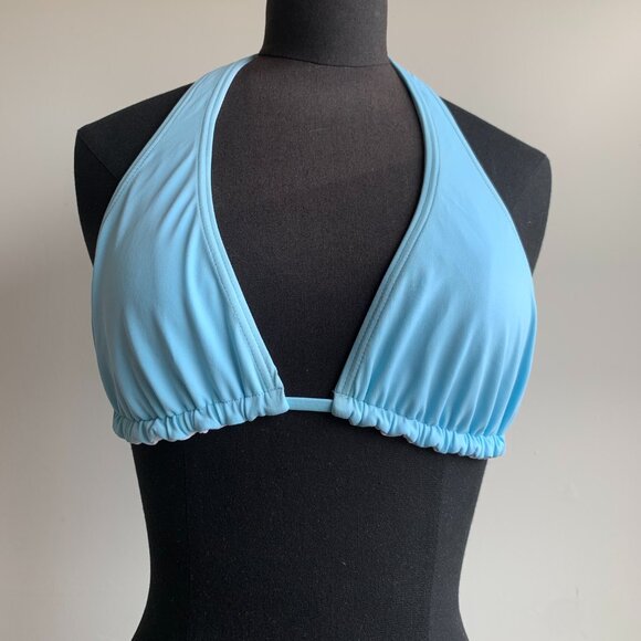 Billabong BLUE CRUSH era Vintage bikini baby blue reversible halter top set RARE - Picture 3 of 7